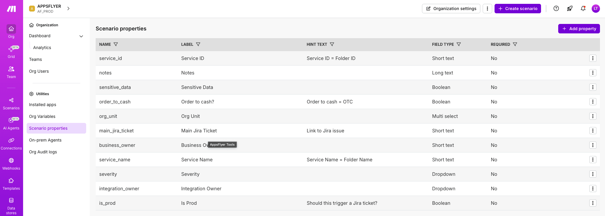 AppsFlyer_Scenario properties