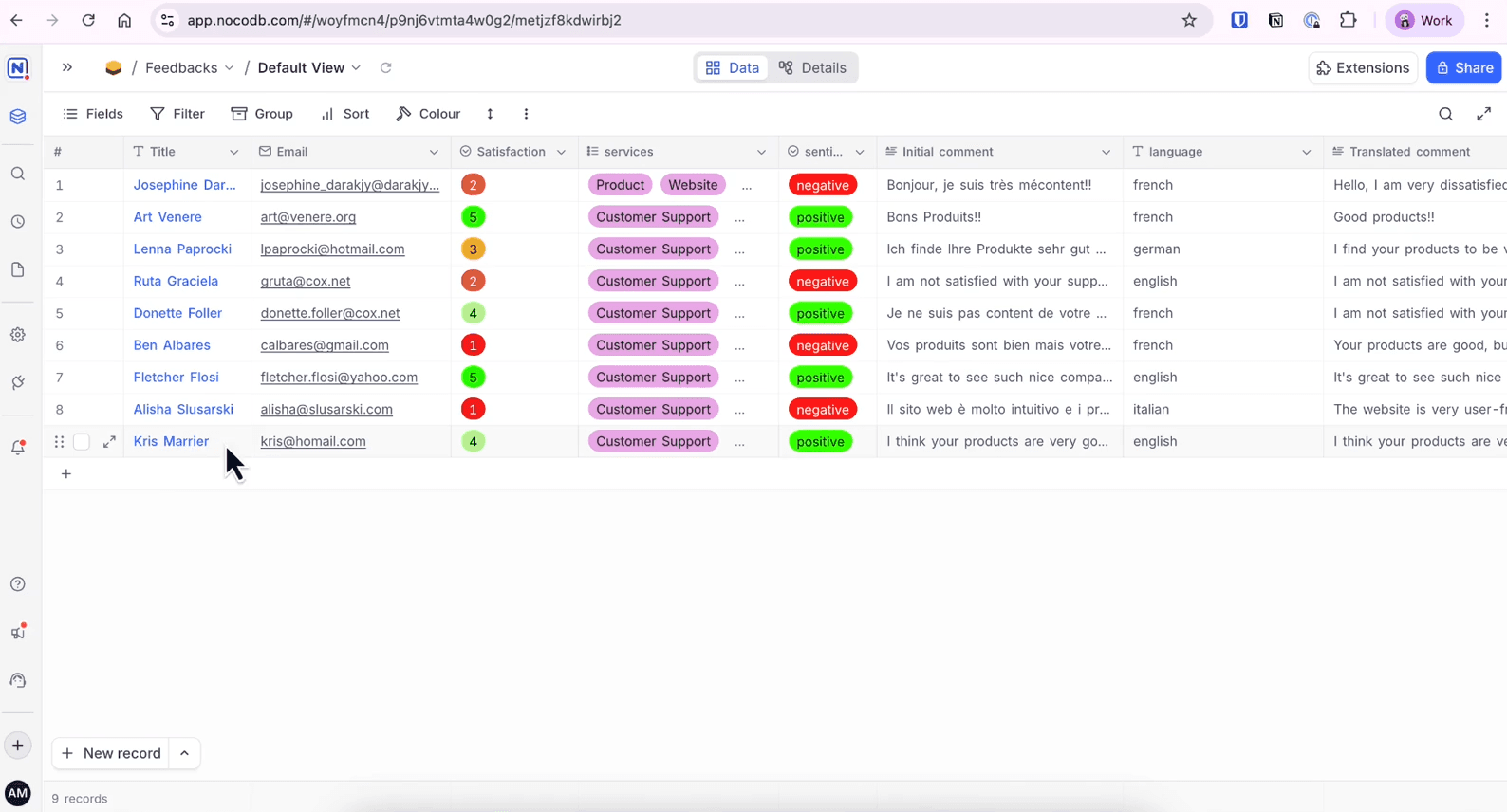 UCV_AI feedback form manager_Database overview