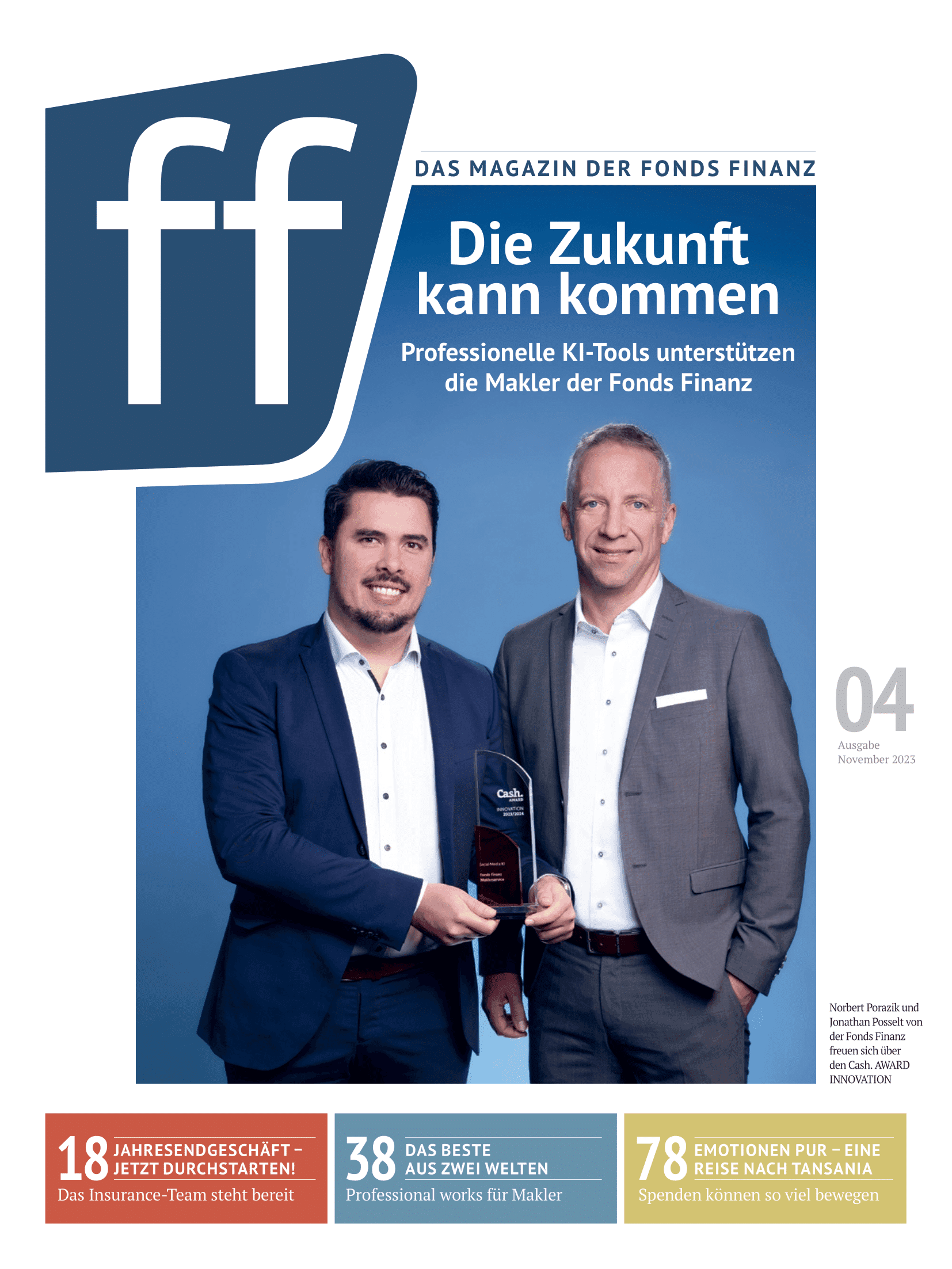 Fonds Finanz' Jonathan Posselt collecting Cash award