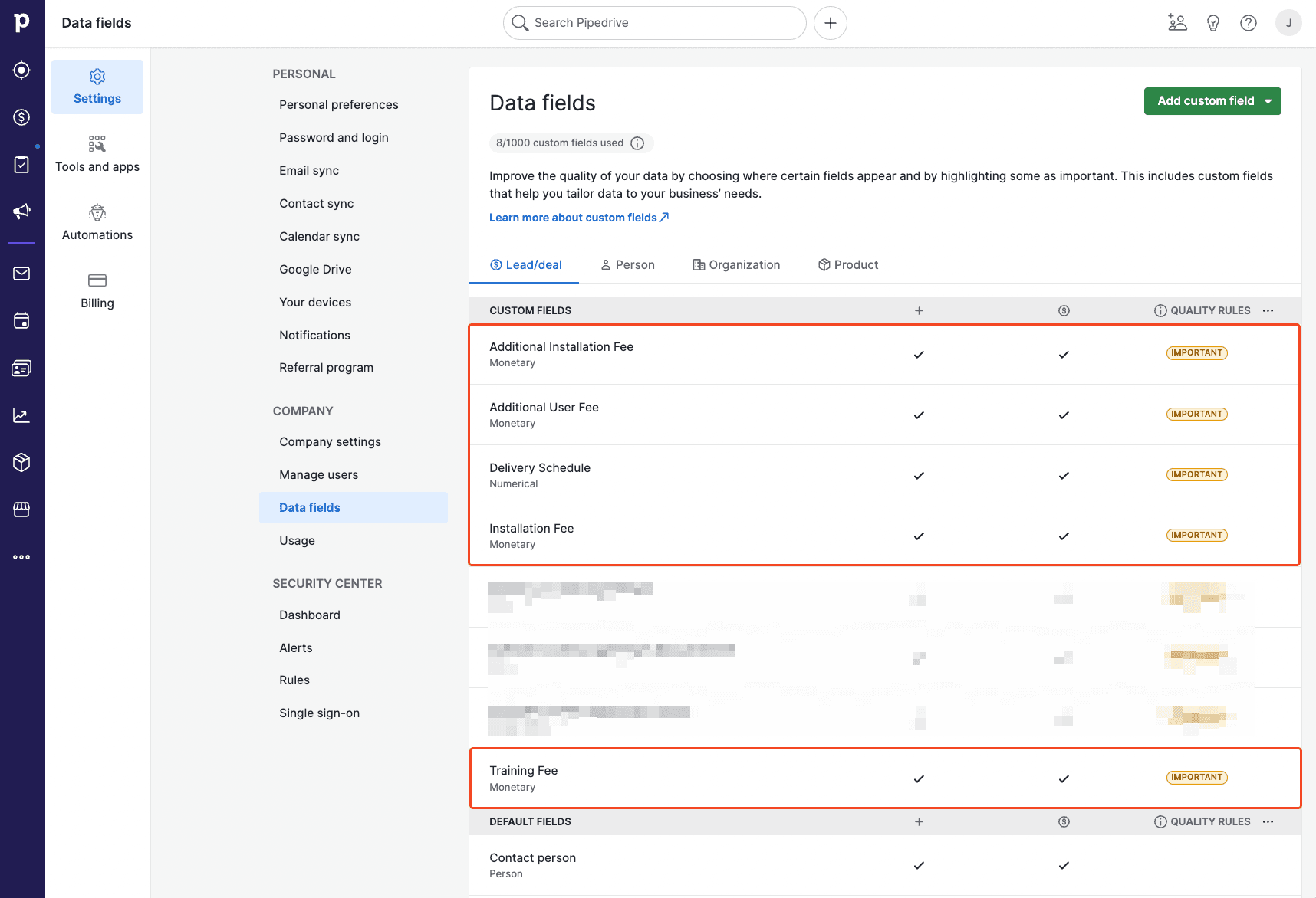 pipedrive-create-custom-data-fields