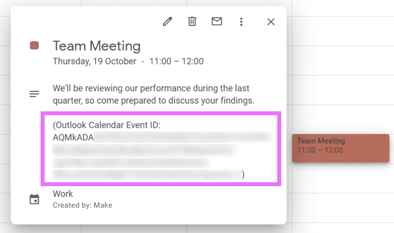 Outlook Calendar event ID sample - 2