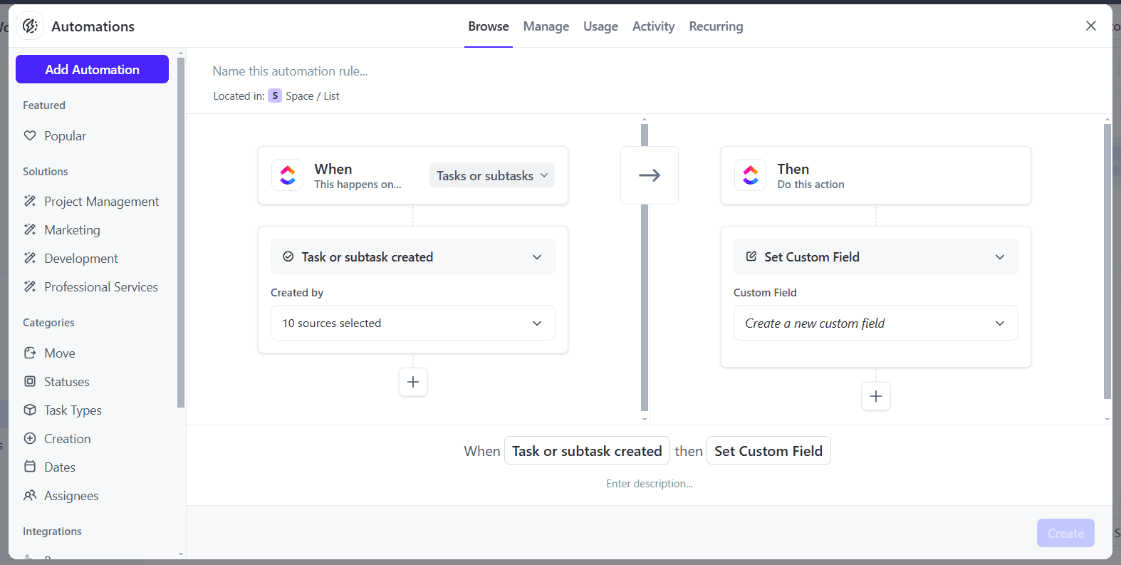 clickup automation example