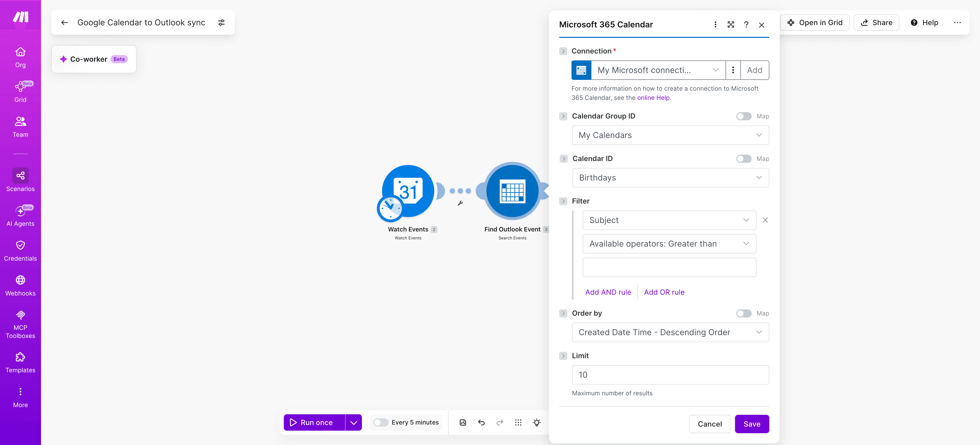 Google Calendar to outlook step 2