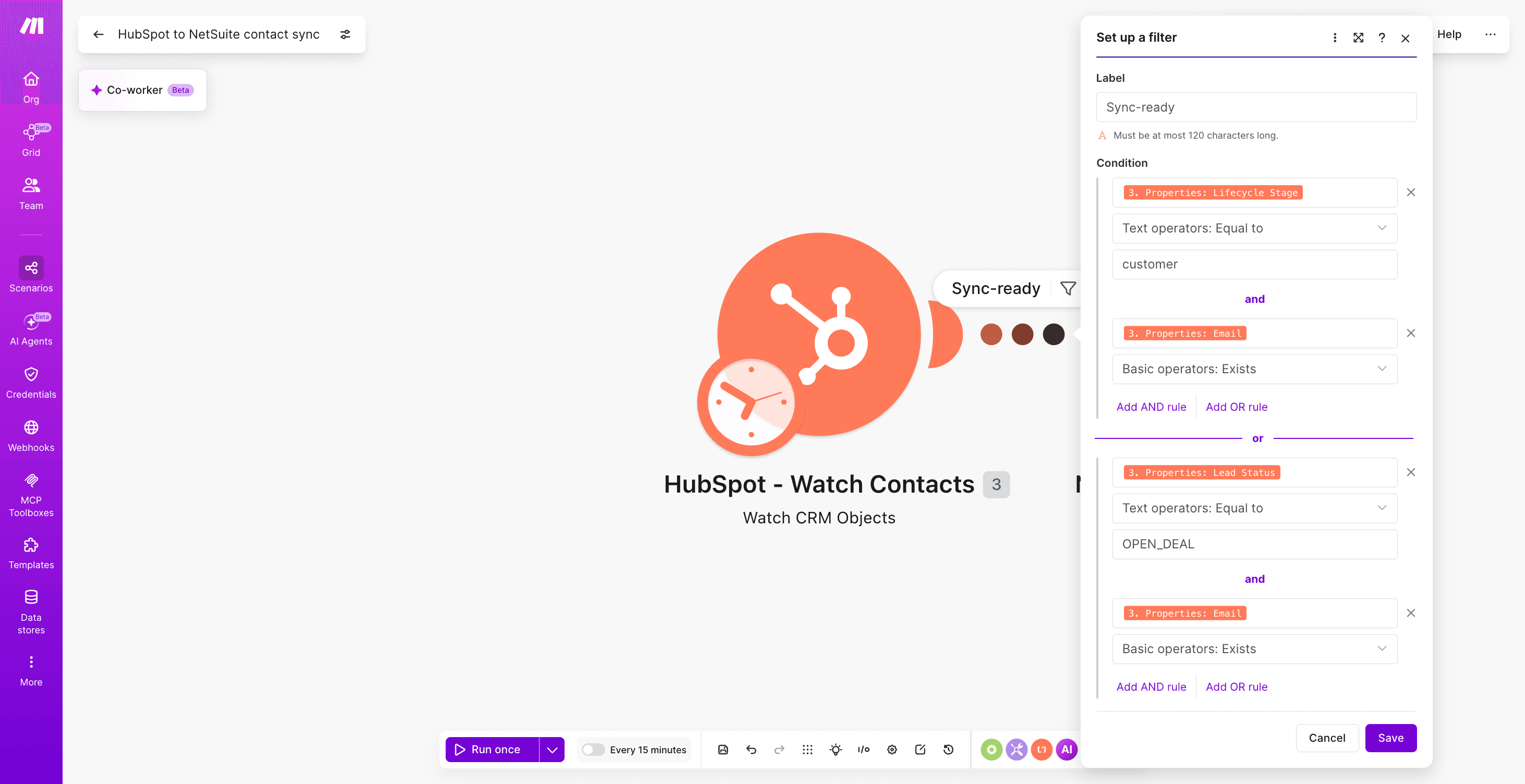 HubSpot-to-NetSuite-contact-sync-Make-Step 2