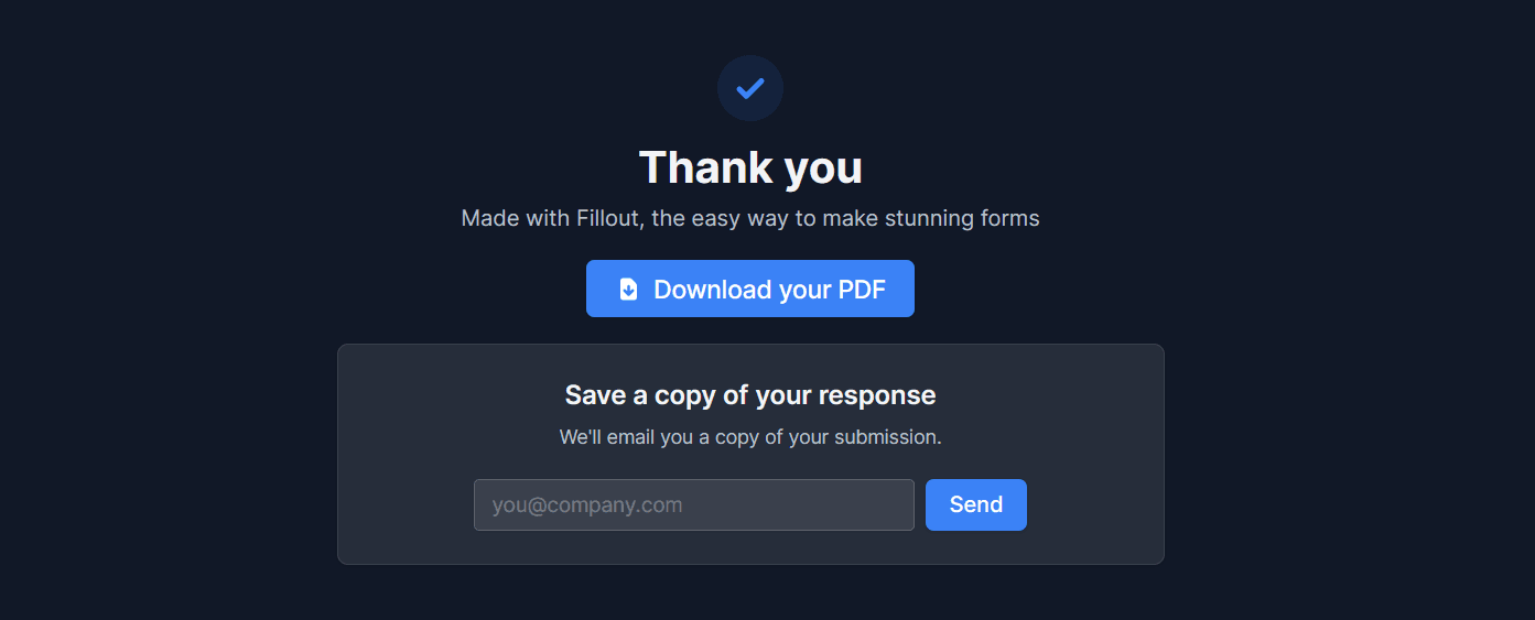 Form confirmation page