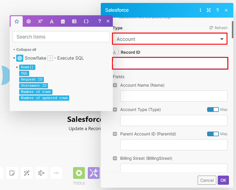 configuring Salesforce module in Make