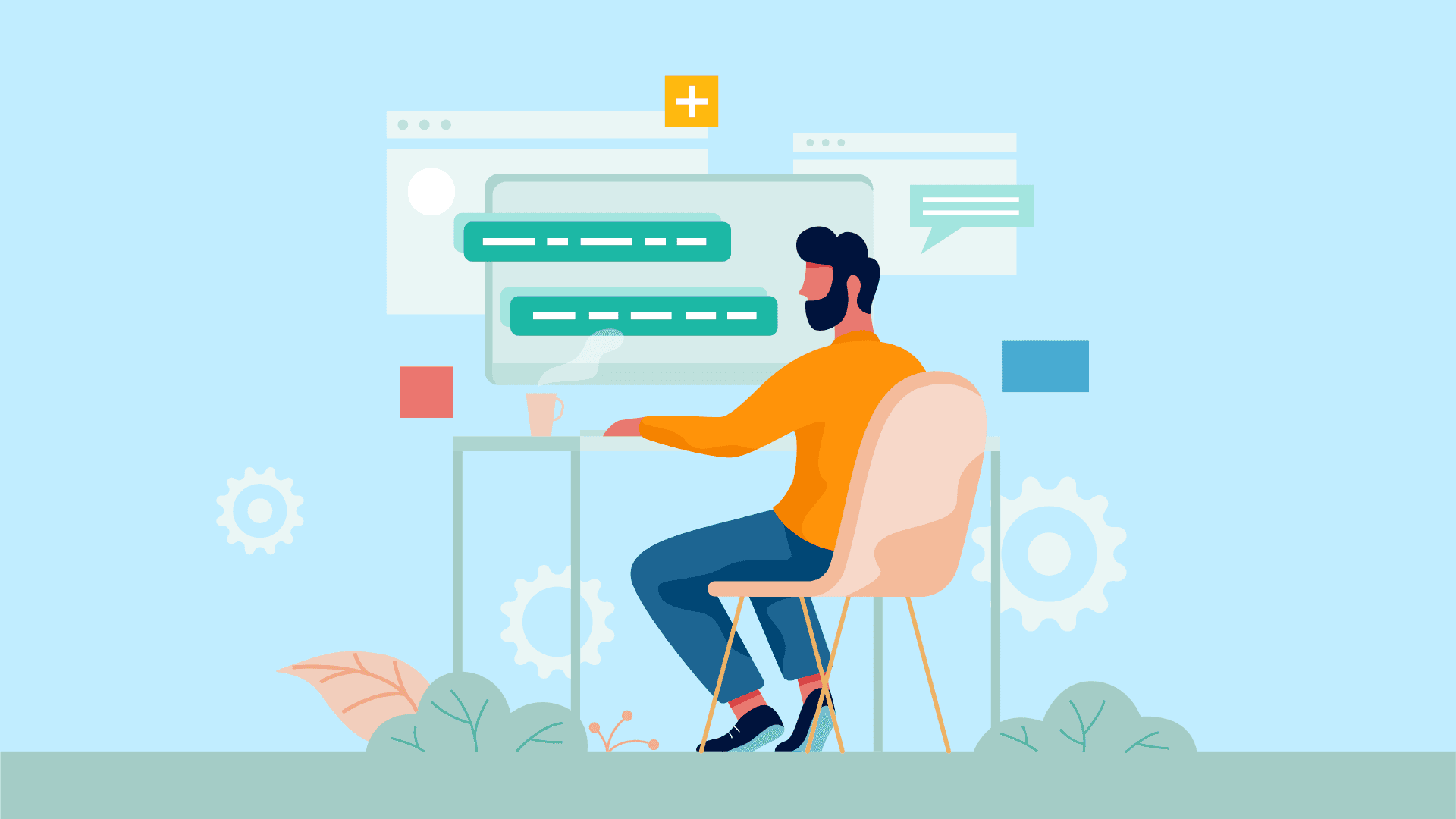 A no-code specialist working outside.