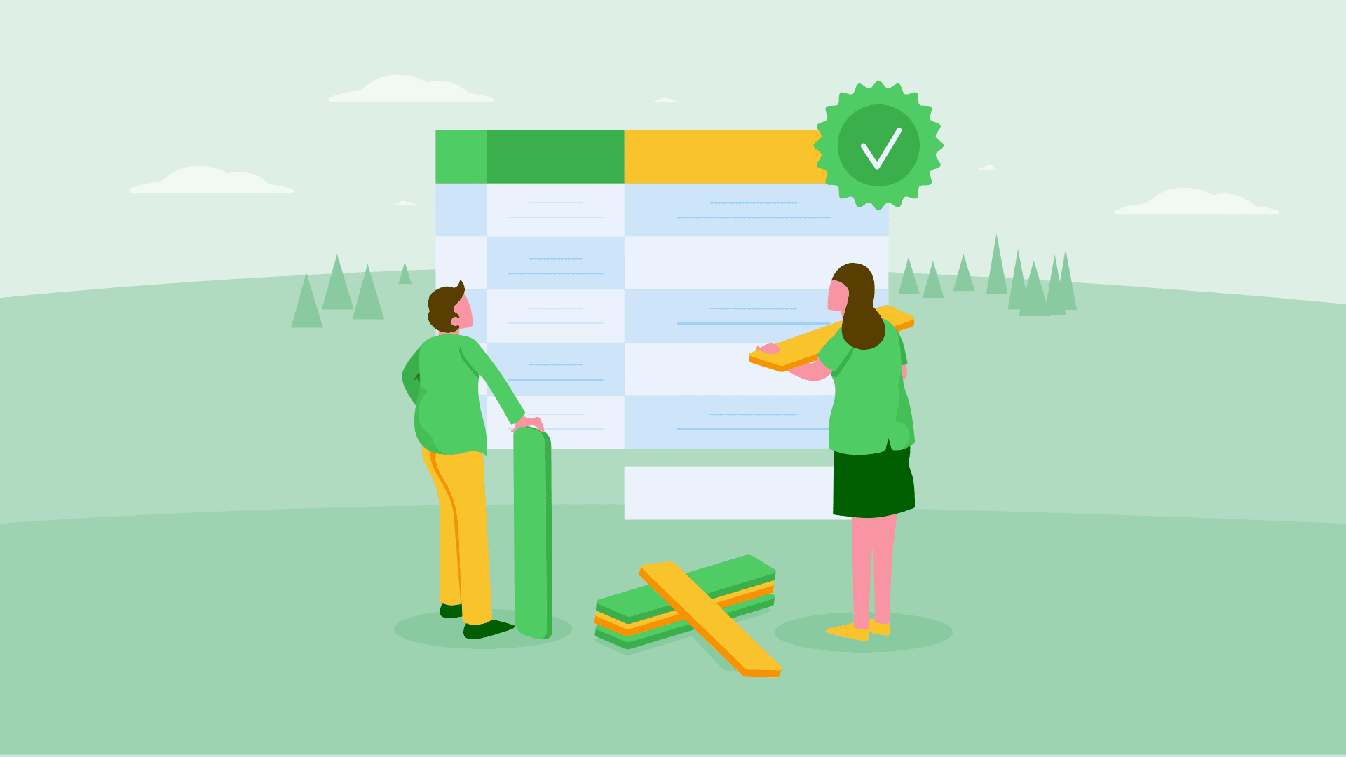 People working with Google Sheets.